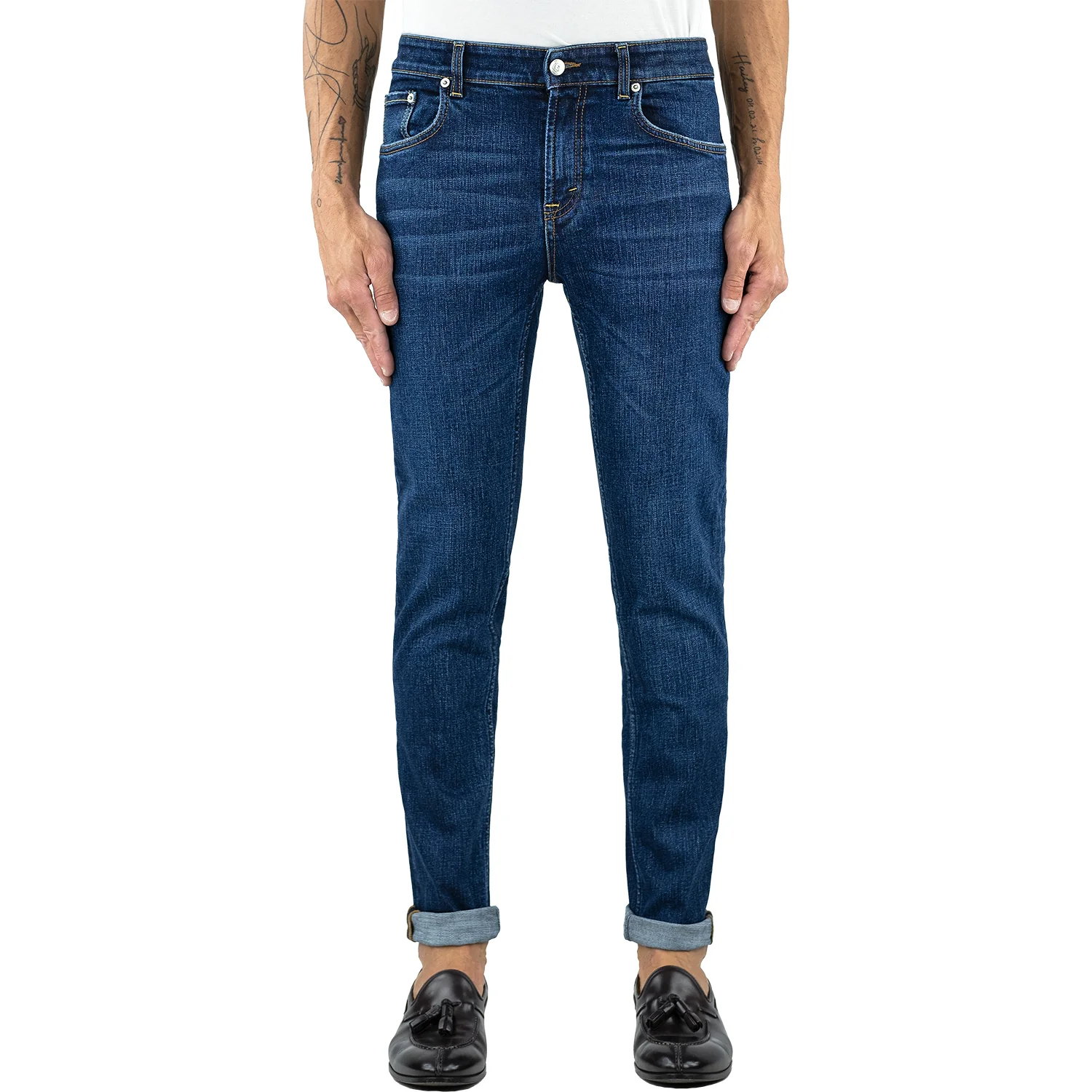 Jeans DEPARTMENT 5 Skeith in Denim Stretch Lavaggio Medio Scuro - immagine 2