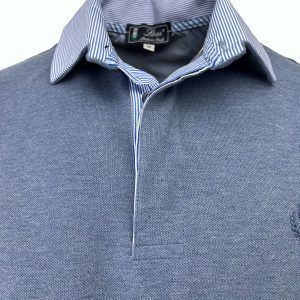 POLO Uomo Piquet  Avio Melange Collo Rigato