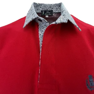Polo Piquet Rosso collo Camicia Fantasia