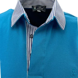 Piquet Uomo Turchese Collo Rigato