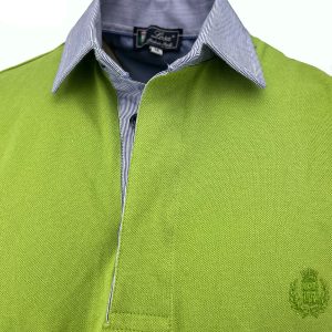 POLO Uomo Piquet  Blu Verde Pistacchio Collo a Righine Bianco Blu