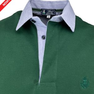 POLO Uomo Piquet Verdone Collo Rigatino