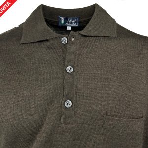 Polo Manica Lunga Mistolana CASTAGNA Con Tasca