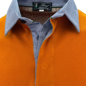 Maglia Polo Piquet Arancio Zucca collo Camicia Oxford