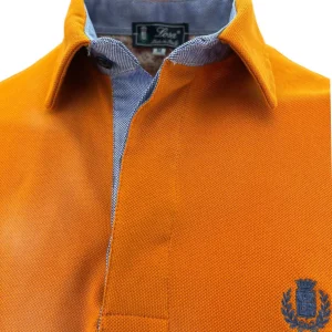 Maglia Polo Piquet Arancio Zucca collo Camicia in Tinta