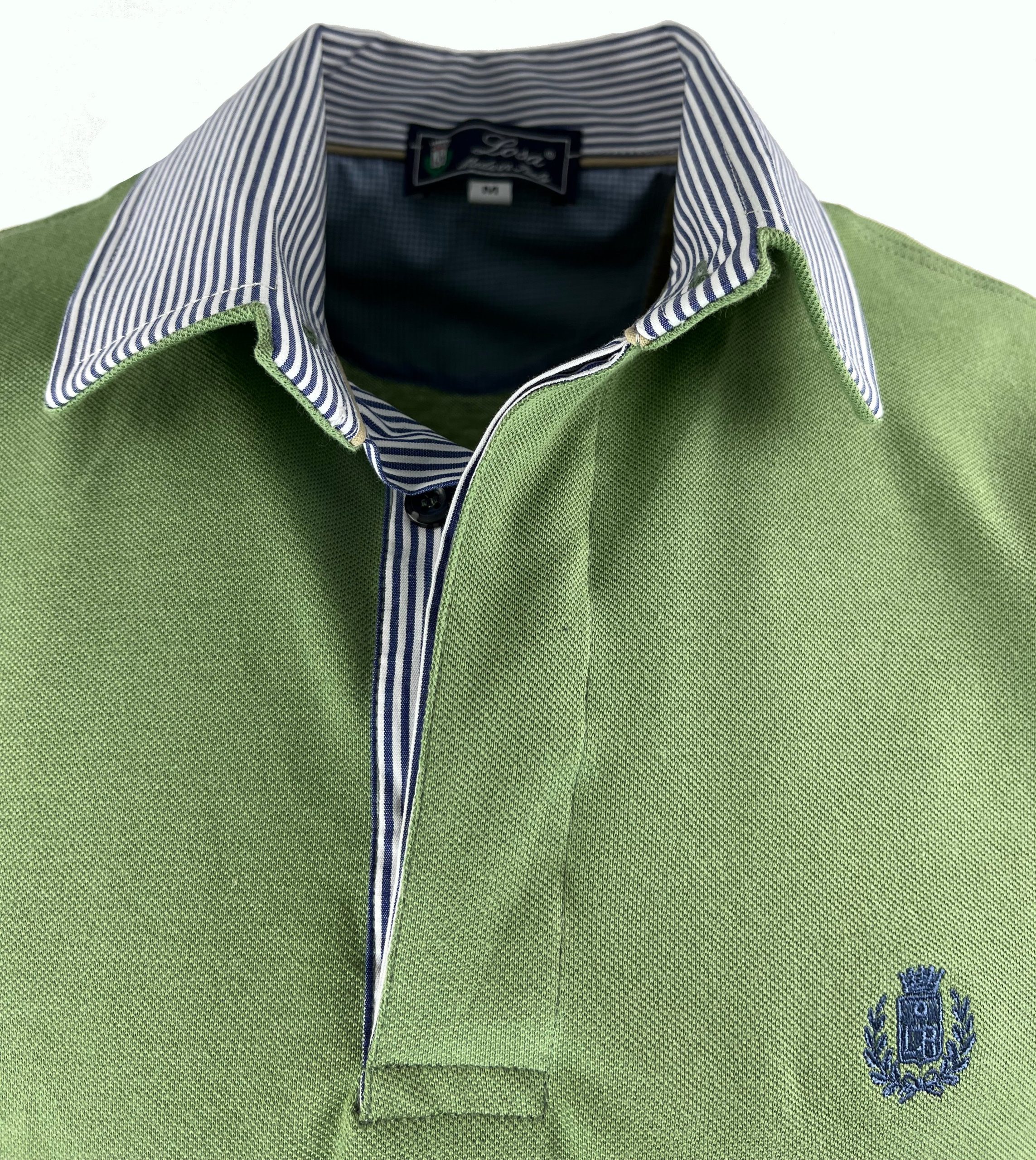 Polo Piquet Uomo Salvia Collo Rigato