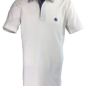 Piquet Bianca collo a righe bianche e blu