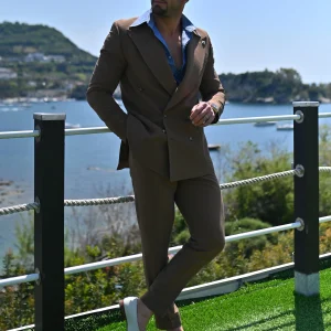 Abito doppiopetto in lino- Linea Extensive | Tabacco