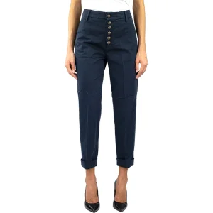 Pantalone DONDUP Nima DP576 in Gabardina di Cotone Blu
