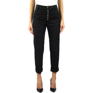 Pantalone DONDUP Nima DP576 in Gabardina di Cotone Nero