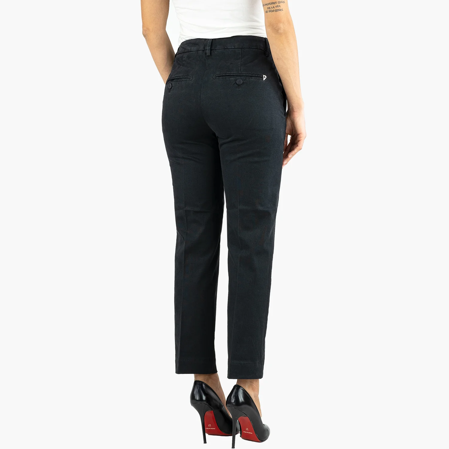 Pantalone DONDUP Nima in Gabardina di Cotone Stretch Nero - immagine 3