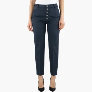 Pantalone DONDUP Nima in Gabardina Compact Stretch Blu