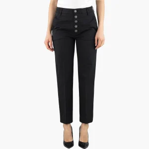 Pantalone DONDUP Nima in Gabardina Compact Stretch Nero