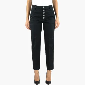 Pantalone DONDUP Nima in Gabardina di Cotone Stretch Nero