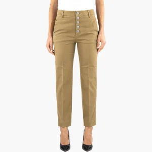 Pantalone DONDUP Nima in Gabardina di Cotone Stretch Noce