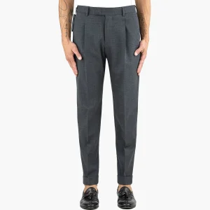 Pantalone PT Torino Edge Rebel Fit in Lana Batavia Stretch Grigio Medio