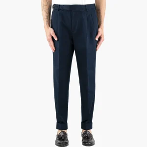 Pantalone PT Torino The Reporter Carrot Fit in Gabardina di Cotone Blu Navy