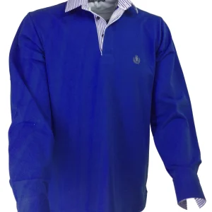 POLO Piquet Royal Blu collo righe bianche e blu