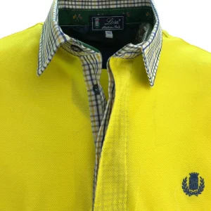 Piquet Uomo Giallo Limone Collo Quadretti