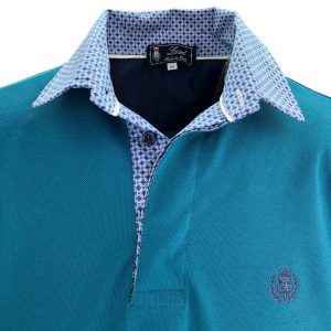 Piquet Uomo Verde Petrolio  Collo Fantasia