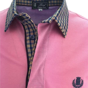 POLO Piquet Uomo Rosa Collo Quadretti