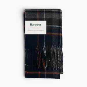 Sciarpa BARBOUR in Lambswool e Cashmere Check Tartan Navy Ginger
