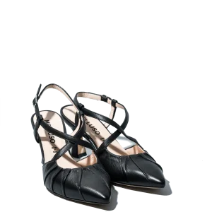 Slingback Melluso Pelle Arricciata Nero