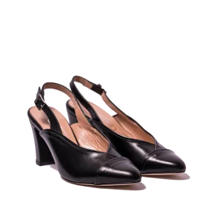Slingback Savorè Nappa Nero Bordino Vernice Nero