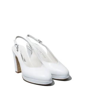 Slingback Vie en Rose Plateau Pelle Soft Bianco Sposa