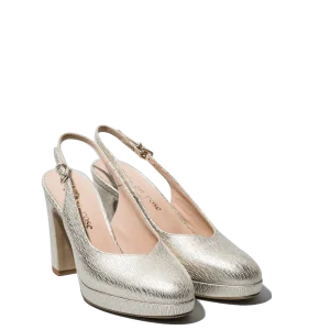 Slingback Vie en Rose Plateau Pelle Venere Platino
