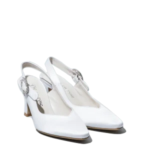 Slingback Vie en Rose Raso di Seta Bianco Sposa
