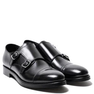 Classica Doppia Fibbia Jerold Wilton Vitello Nero Triplo Cuoio