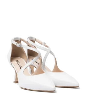 Décolleté Aperto Melluso Doppio Cinturino Pelle Bianco Sposa