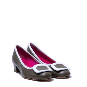 Décolleté Le Babe Nappa Kaki-Bianco