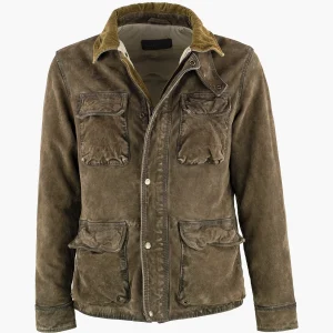 Field Jacket THE JACK Calgary in Pelle Burned Suede Alga