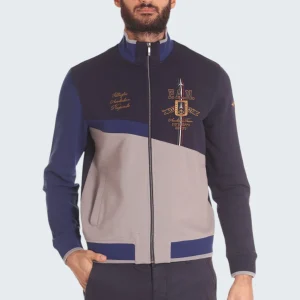 Felpa Full-Zip 242FE1945F564 Dark Blu, Stone Grey