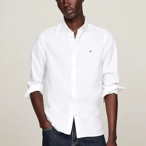 Camicia a Maniche Lunghe Flex Dobby Sf Shirt MW0MW34568 Optic White