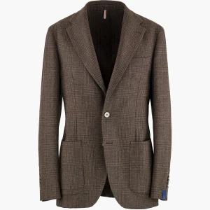 Giacca SANTANIELLO in Lana Super 110's Principe di Galles Marrone