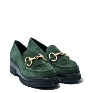 Mocassino Vitulli & Co. Morsetto Platino Camoscio Verde