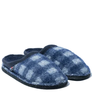 Pantofola Haflinger Flair Plaid Blu/Grigio