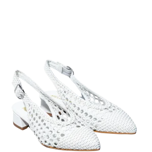 Slingback Melluso Arianna Pelle Traforato e Intreccio Bianco