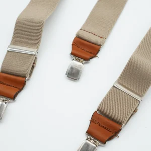 Bretelle Beige pelle Cuoio con clip