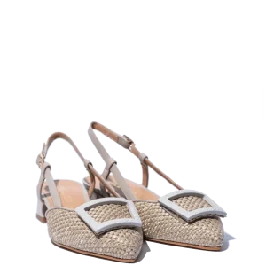 Slingback Melluso Arianna Pelle e Rafia Sabbia