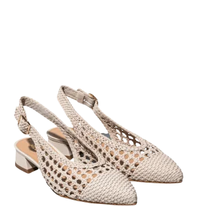 Slingback Melluso Arianna Pelle Traforato e Intreccio Bone