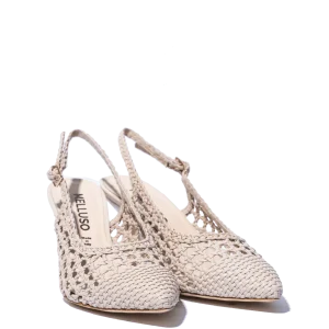 Slingback Melluso Pelle Traforato e Intreccio Bone
