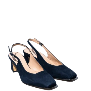 Slingback Savorè Punta Quadra Camoscio Blu