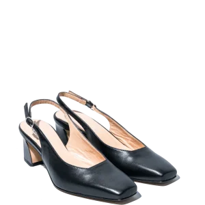 Slingback Savorè Punta Quadra Pelle Nero