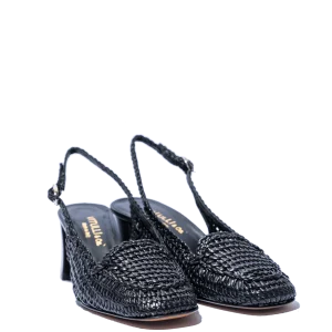 Slingback Vitulli & Co. Pelle Intreccio Nero