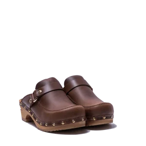 Zoccolo Sanita Fibbia Lillen Open Leather Brown