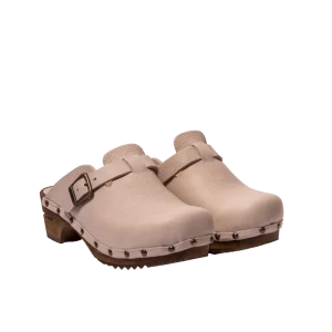 Zoccolo Sanita Wood Kristel Open Oil Leather White